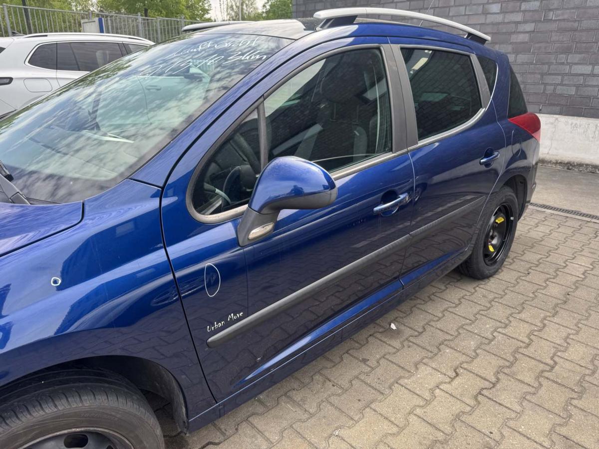 Peugeot 207SW original T&uuml;r vorn links KPL Montebello blau Rohbau Bj.2009